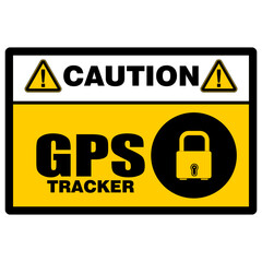 Caution, GPS TRACKING DEVICE ACTIVE, sticker vector