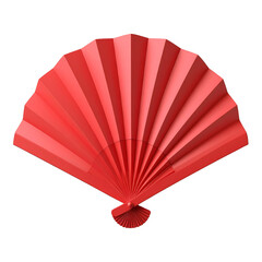 Crimson Hand Fan Open on Black Backdrop With Translucent Background