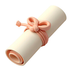 Elegant Cream Colored Scroll Tied with a Pink Ribbon on Transparent