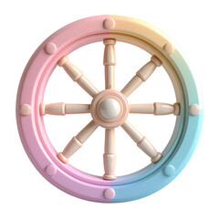 Pastel Colored Helm Wheel Illustration on Transparent Background