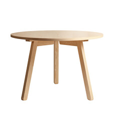 Round, light wood table, centered, against a black backdrop. Simple design