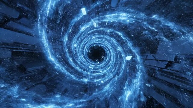 Swirling galaxy cosmic vortex with stars and debris in outer space