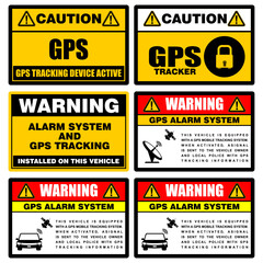 Caution, GPS TRACKING DEVICE ACTIVE, sticker vector