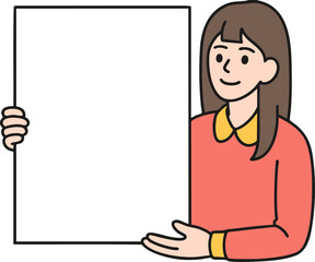 woman holding blank sign