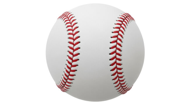 Baseball ball isolated PNG on transparent background, sports equipment for baseball games and athletic training