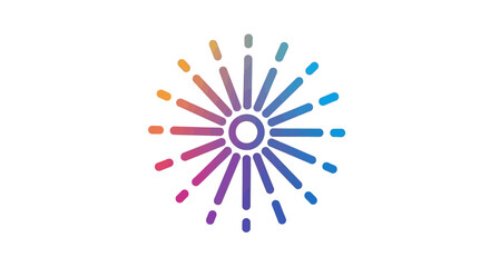 Obraz premium Dynamic abstract colorful radial burst symbol featuring a vivid gradient of radiating lines and