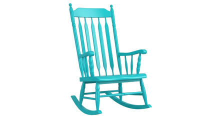 Turquoise rocking chair PNG isolated on transparent background, vintage furniture for relaxation...