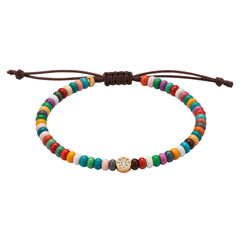 Colorful bracelet made of beads on transparent background  