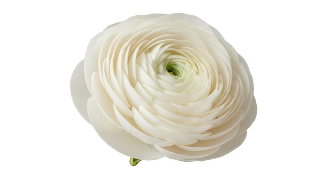 Elegant white ranunculus flower PNG isolated on transparent background, delicate floral element for wedding invitations and spring designs