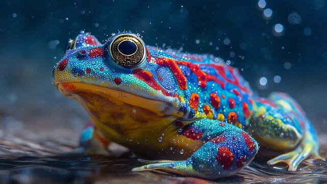 Psychedelic Rain Frog Close Up Detailed Extreme Colors