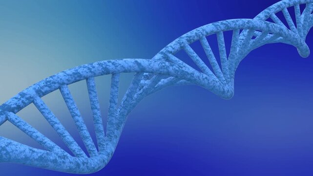 Concept of biochemistry with dna molecule on blue background. 3D illustration