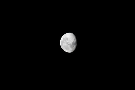 Earth's moon at three quarter light