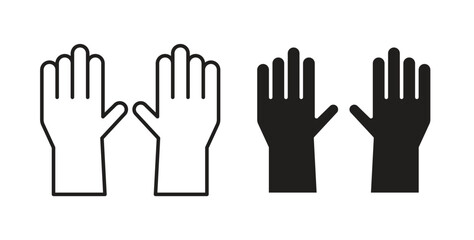 Obraz premium Glove icons vector symbol with editable stroke and flat versions