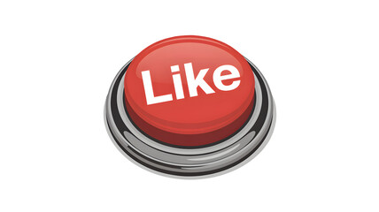 Red like button with shiny surface and silver border