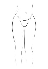 Woman legs swimsuit panties bikini hand drawing
