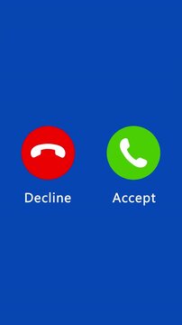 Phone call button screen animation on blue background, chroma key. Full HD. 4K