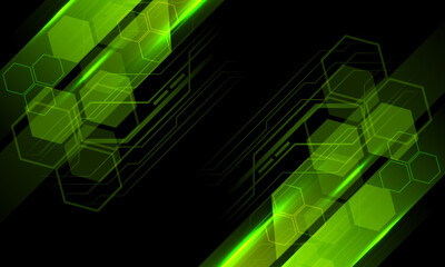 Abstract technology technology futuristic green cyber line dynamic on black with blank space design modern background vector