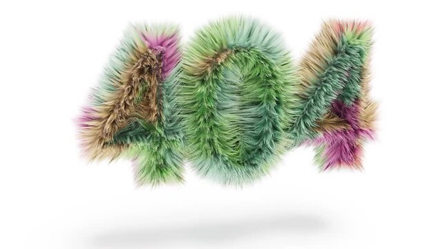 404 fail hair fur text on white bg able to loop endless 4k