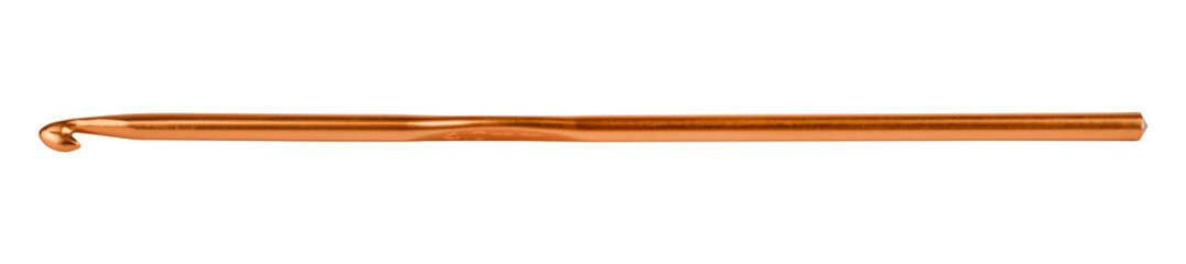 Obraz premium Golden metal crochet hook isolated on white background
