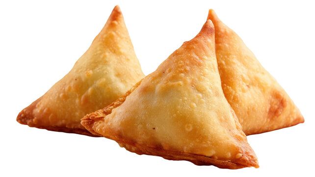 Fried chicken Samosa on white background