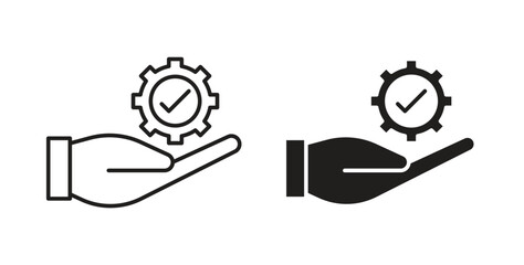 Solution Provide icons vector symbol with editable stroke and flat versions