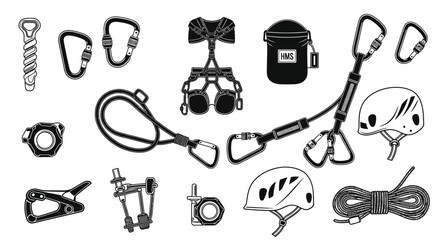Fototapeta premium Set of Rock Climbing Gear Icons