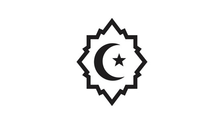 Islamic Symbol with Crescent Moon and Star.
