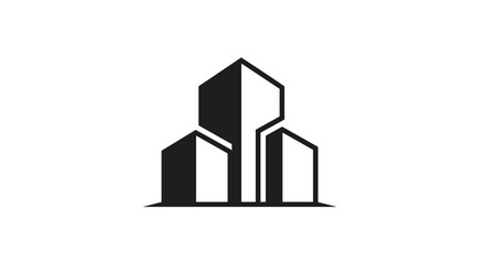 Simple Black and White Building Icon.