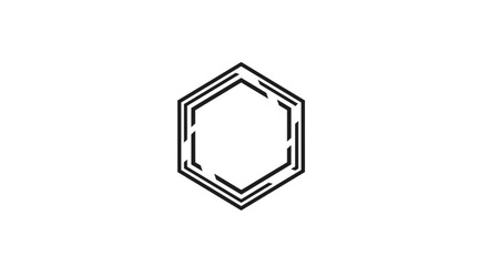 Simple Black Hexagon Shape on White.