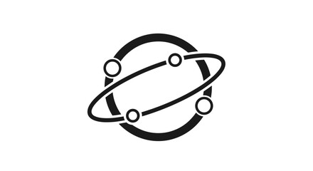 Simple Black and White Planet Icon.