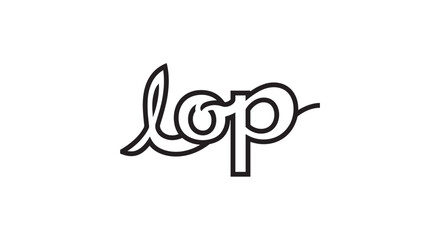 Stylized Lop Word in Black Outline.