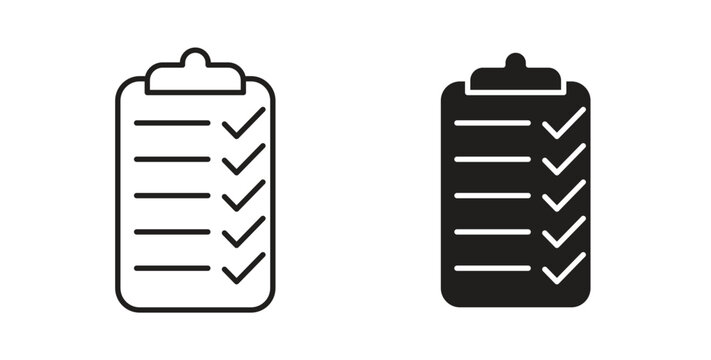 Survey icons vector symbol with editable stroke and flat versions