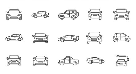 Collection of diverse car outlines in a grid layout.