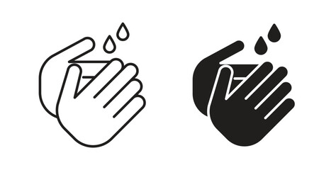 Obraz premium Wash hands icons vector symbol with editable stroke and flat versions