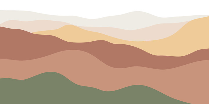 Abstract landscape poster. Nature-themed wall decor, contemporary art print, mid-century mountain backdrop. Illustration of a mountain wave.