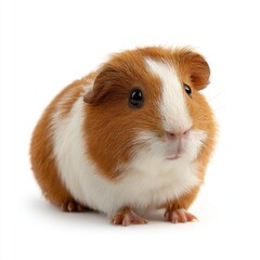Adorable ginger and white guinea pig, front view