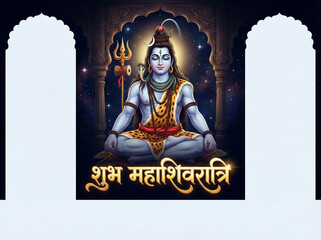 Fototapeta premium Lord shiva portriat design for culture festival background