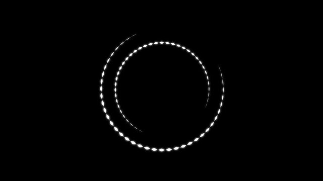 Loader bar animation, 4k seamless loop rotating white progress indicator refresh background. loading icon for download progress, load game data, alpha channel transparent black background. 4k HD