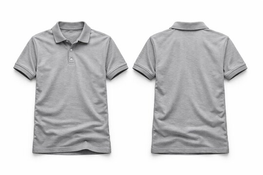 grey polo shirt mockup banck and front