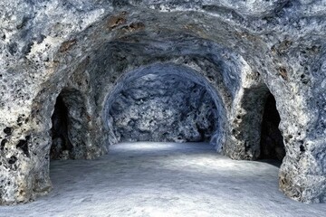 Fototapeta premium Cave interior, light gray rock arches