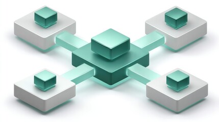 Obraz premium Interconnected teal and white cubes