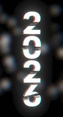 数字の2023、グリッチ効果で未来的な表現