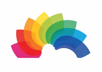 虹色グラデーション、半円形の抽象的デザイン