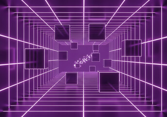 立方体が並ぶネオンパープル空間, 幾何学的