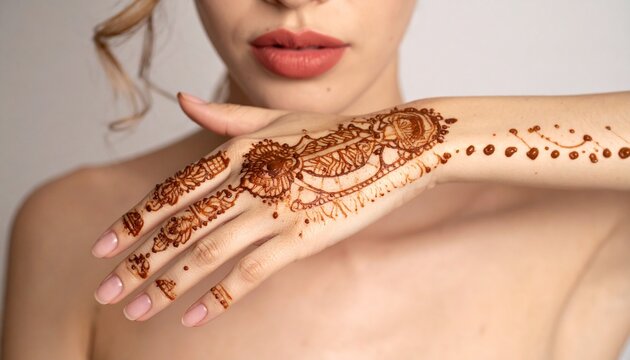 close up image of a woman with hena