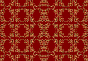 Luxury Red and Gold Ornamental Seamless Pattern