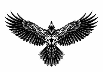 Fototapeta premium 紋様をまとったカラスの堂々たる姿