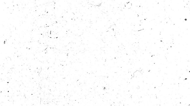 Minimalist white background with black vintage film grain, dust, and scratch textures for cinematic video overlays and retro artistic graphic design projects.Video texture 4k resolution.Grunge texture
