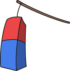 korean traditional red and blue silk lantern vector