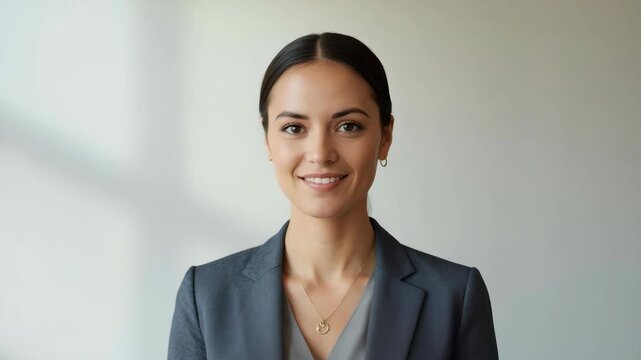 Professional businesswoman portrait smiling confidently blazer with necklace and earring